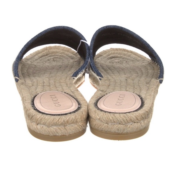Women's Gucci Blue GG Crystal Espadrille Slide Sandals - Picture 4 of 5